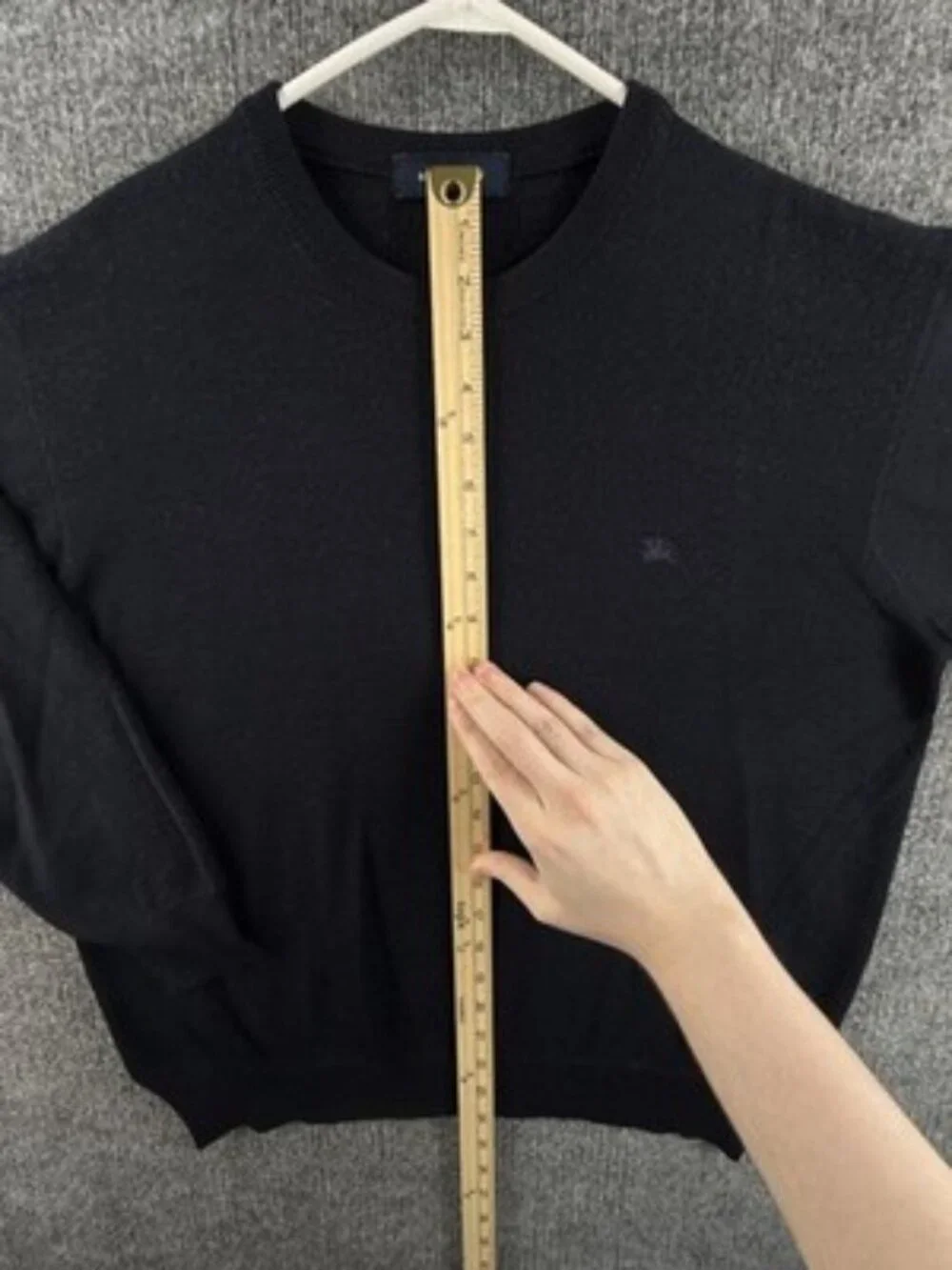 Burberry London Long Sleeve Mens Crew Neck 7 Navy Blue Sweater Pullover Logo